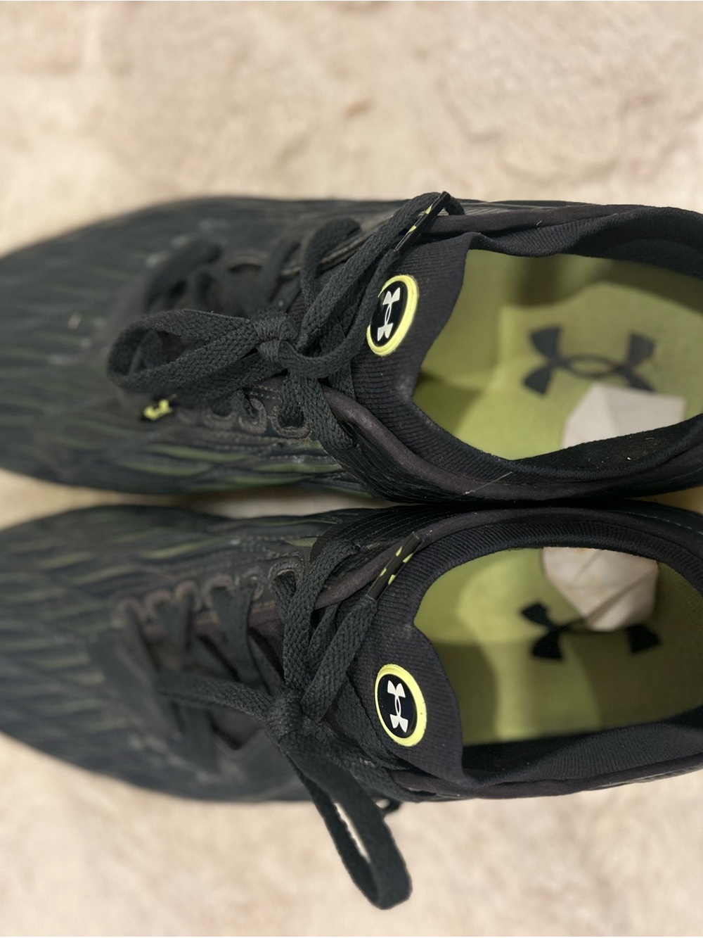 Under Armour Men’s Black Athletic Shoes with Lime Green Inners